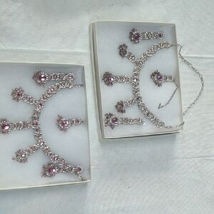 Elegant Silver and Pink Jewelry Set